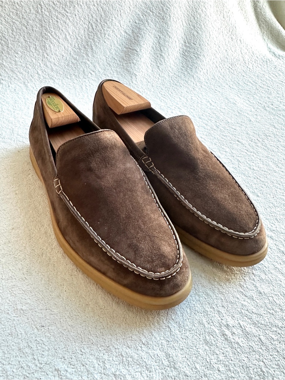 Elegant summer loafer M. Gemi Brown Suede Slip-On with Tan Crepe Sole
